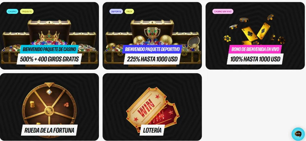 Página de promociones Orobet con paquetes de casino y bonos